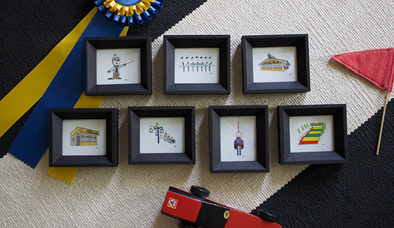 mini art prints of minnesota state fair landmarks