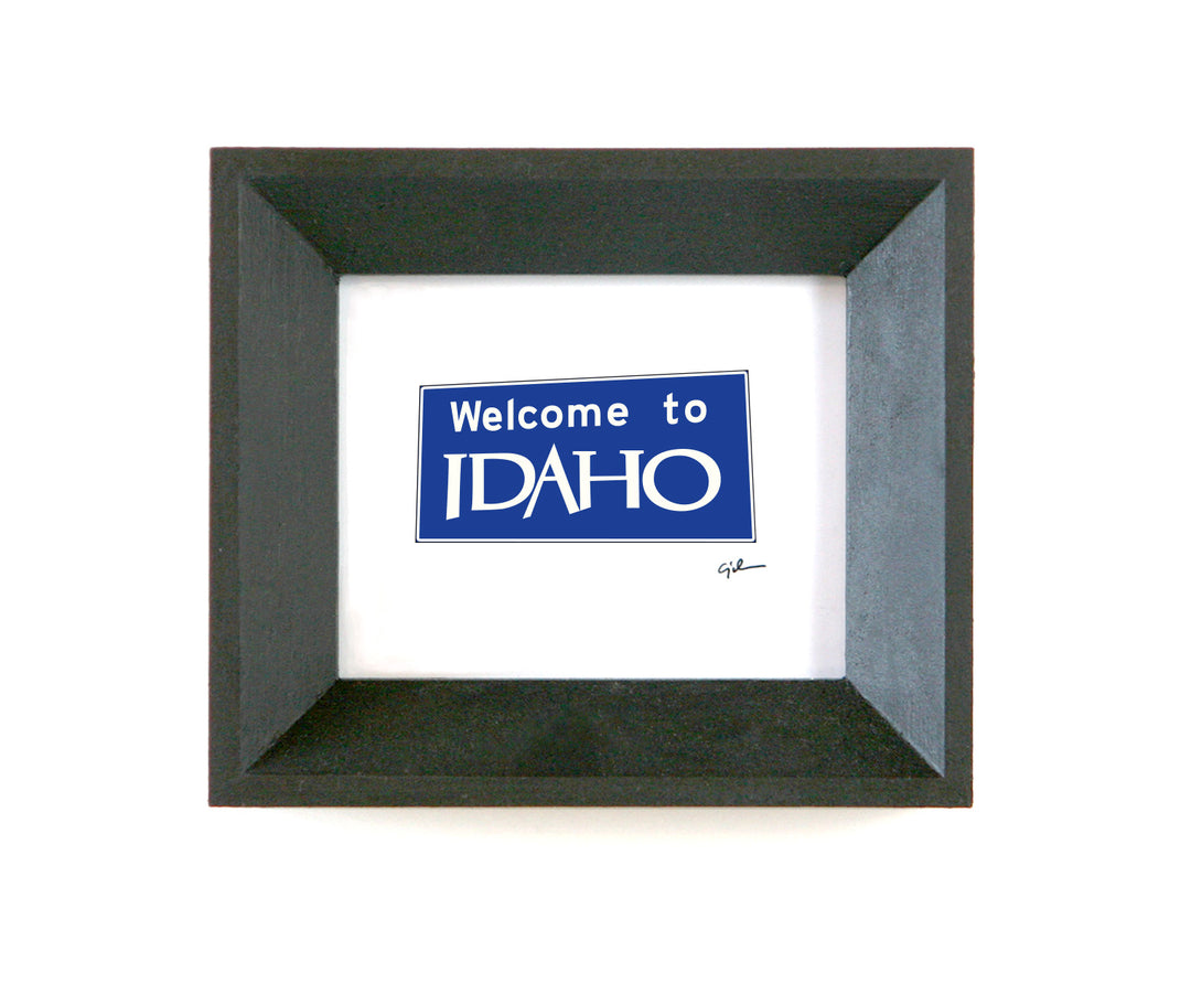 print of the welcome to idaho sign drawn by united goods