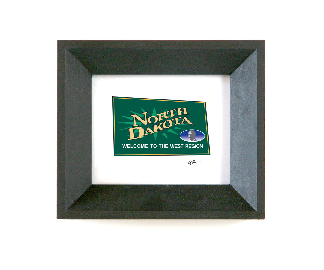 united goods made this sweet art print of the welcome to north dakota sign