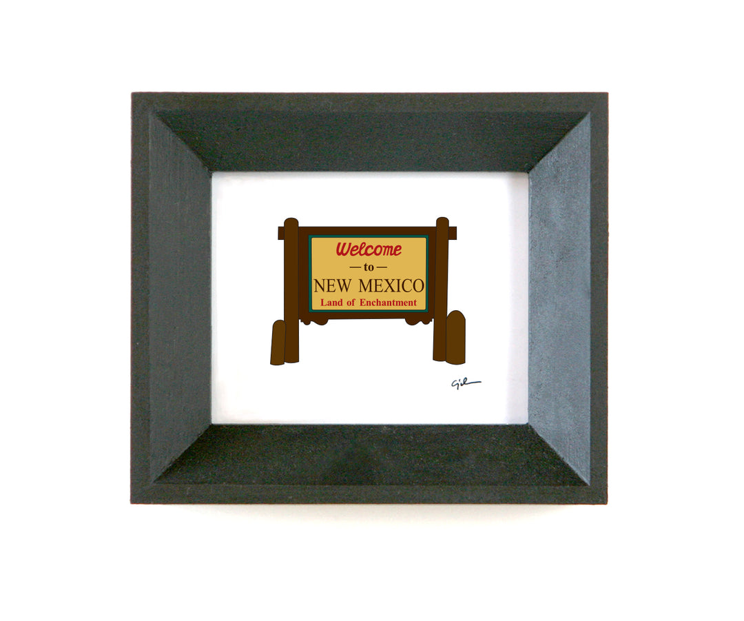 print of the welcome to new mexico sign drawn by united goods