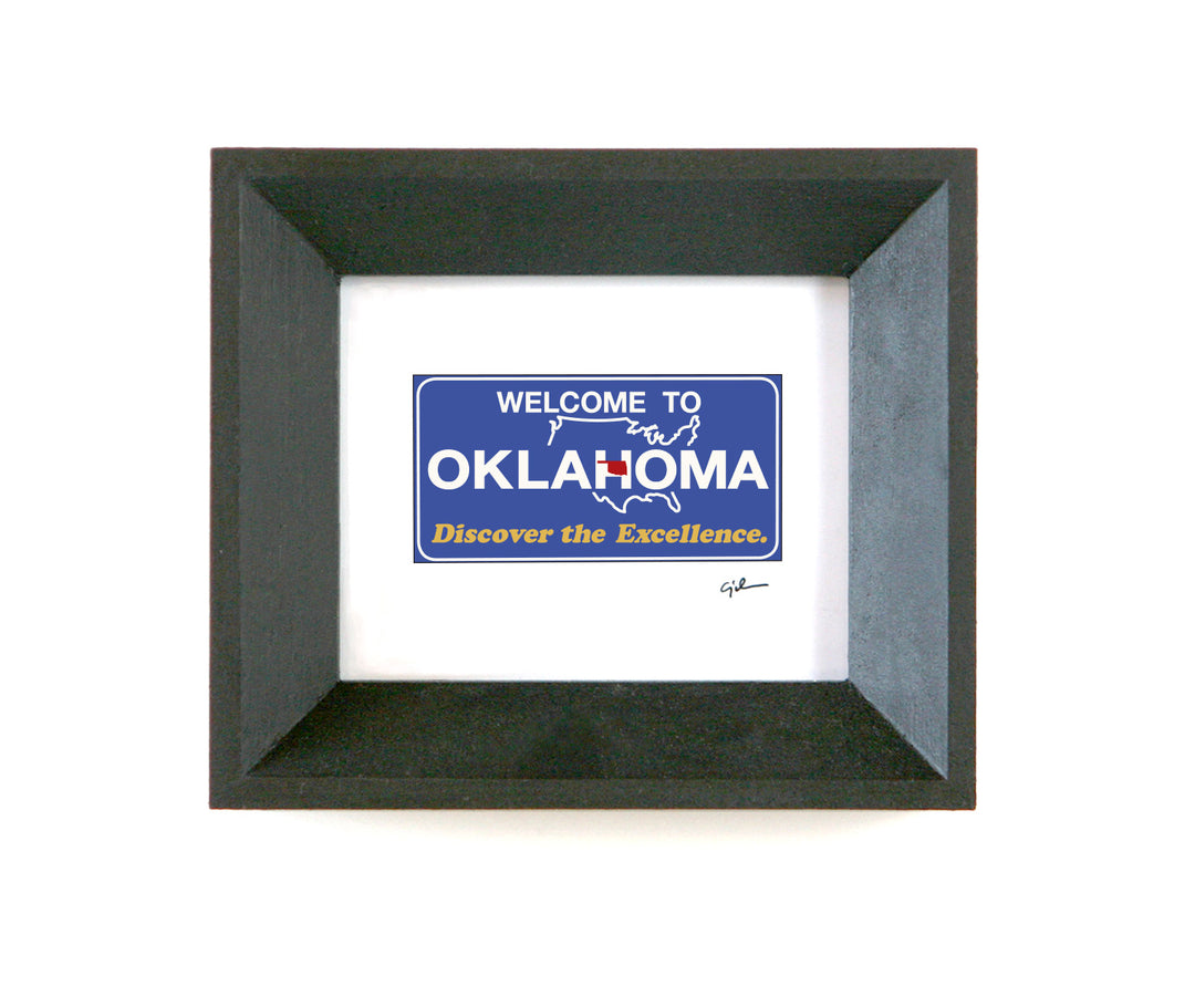 print of the welcome to oklahoma sign drawn by united goods