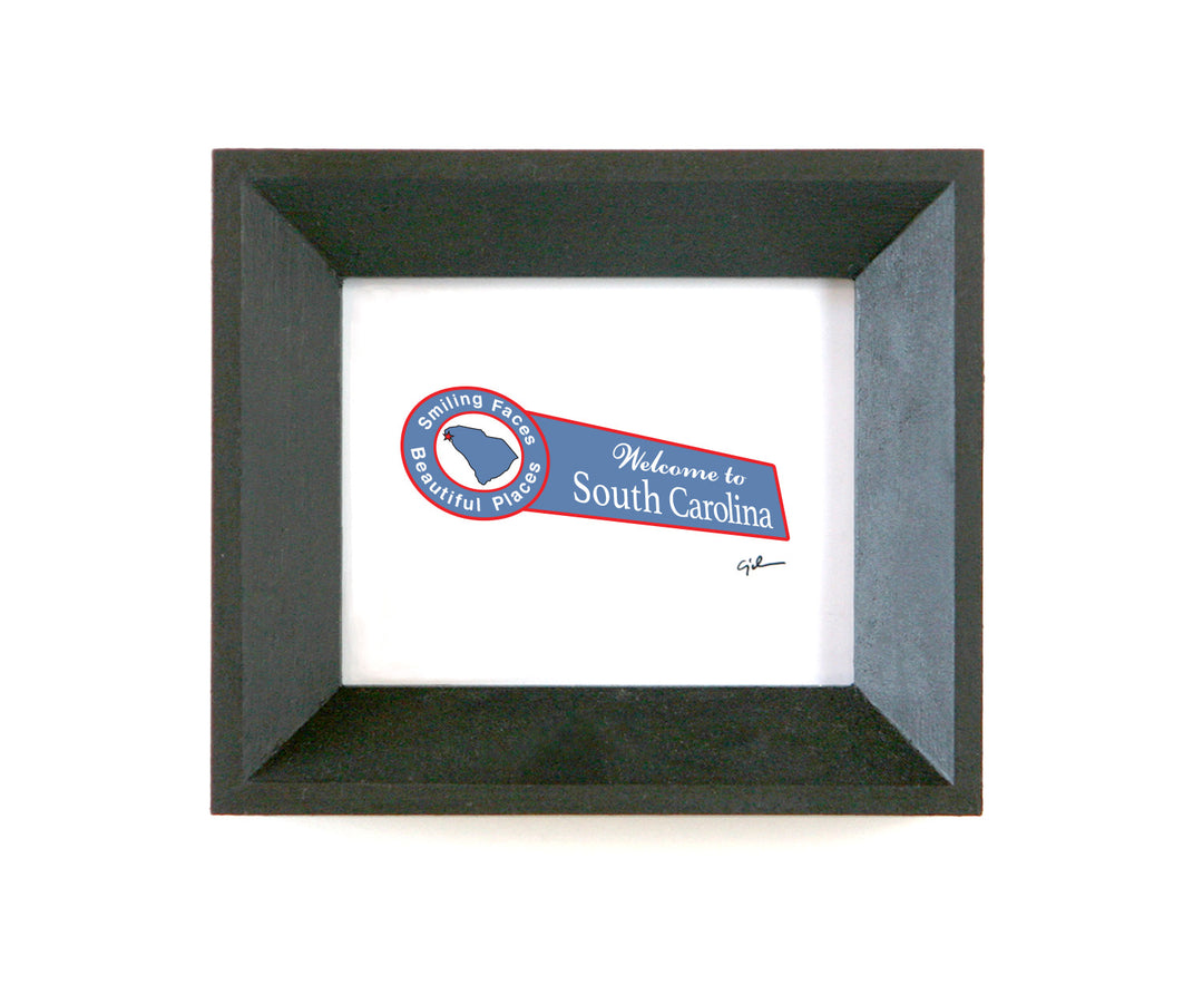 print of the welcome to south carolina sign drawn by united goods