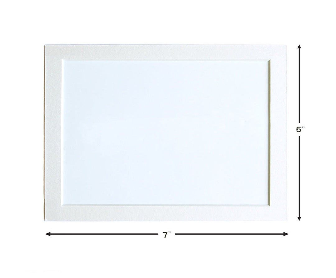 White beveled archival quality mat with dimensions labeled on a white background