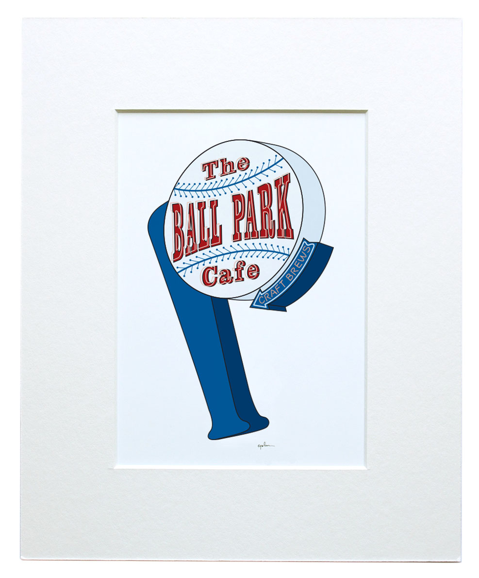 5 x 7 Matted Art Print | Ball Park Cafe Sign