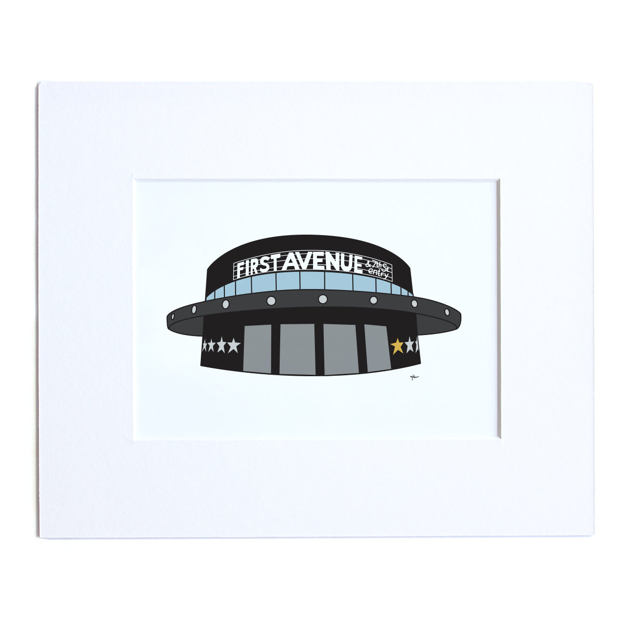 large matted digital art print of first avenue in minneapolis minnesota