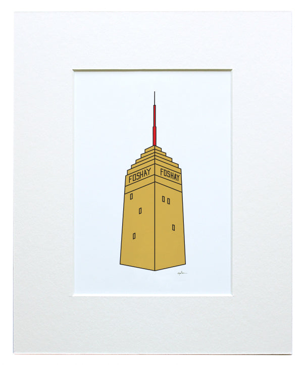 digital illustration of foshay tower in minneapolis mn giclee print in white mat