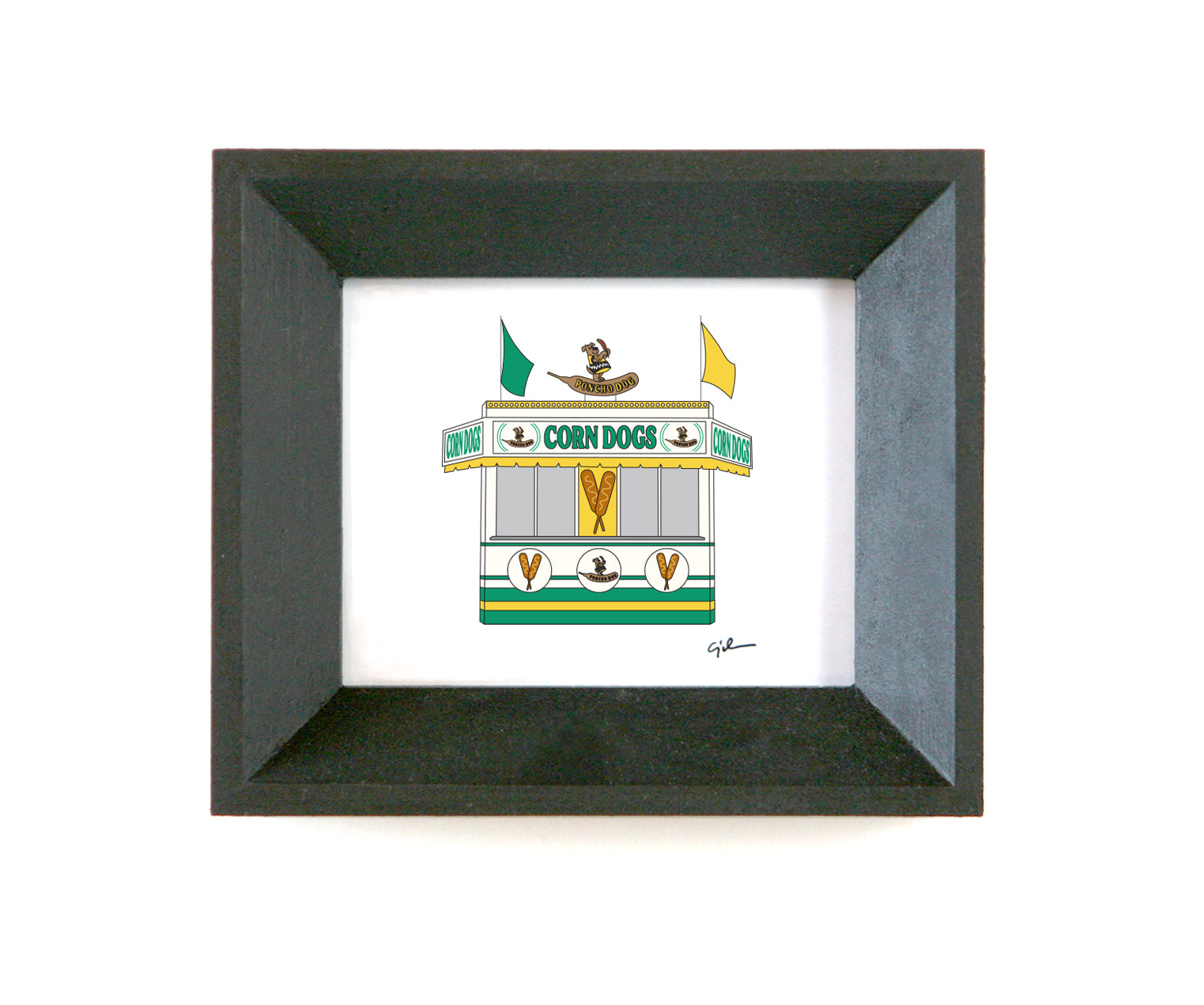 small drawing of a corn dog booth at the minnesota state fair