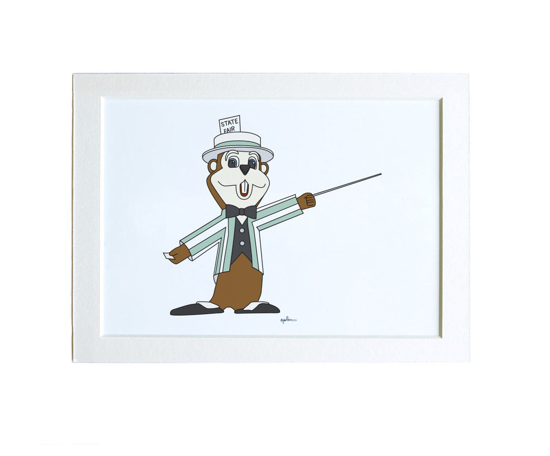 matted art print of the gopher statue from the minnesota state fairgrounds
