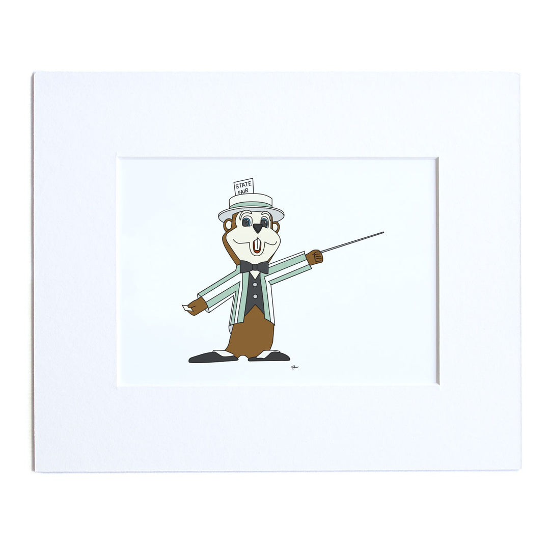 matted artwork i can frame myself of the fairchild statue in a striped jacket, top hat, and cane