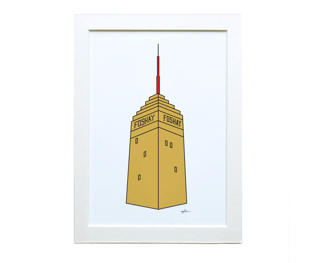 Foshay Tower illustration with a white mat to be framed myself