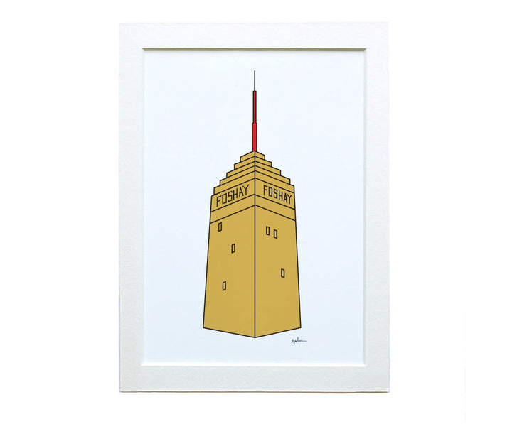 Foshay Tower illustration with a white mat to be framed myself