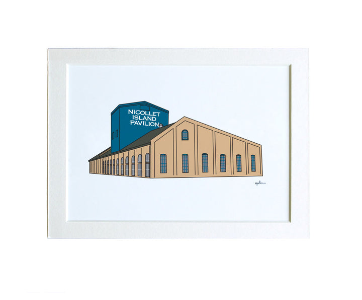 4x6 matted print of the nicollet island pavilion in minneapolis, minnesota