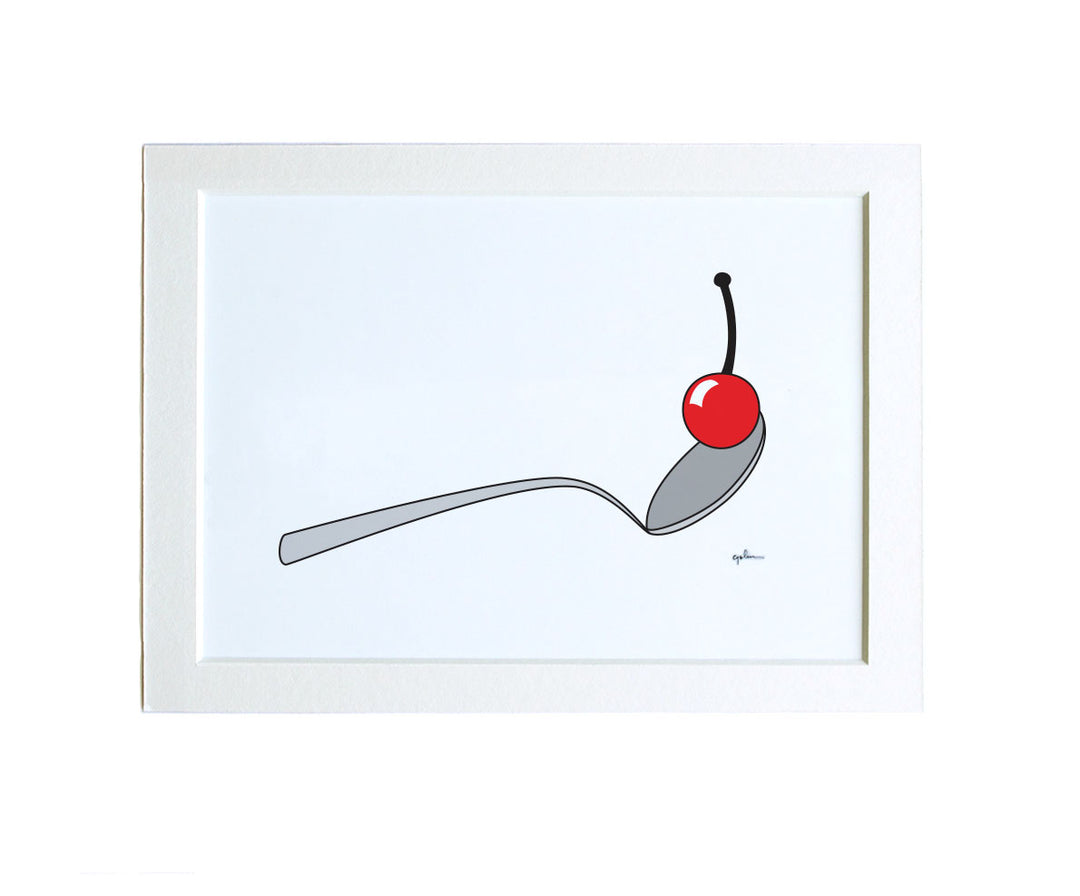matted artwork of a drawing of the spoon and cherry in minneapolis