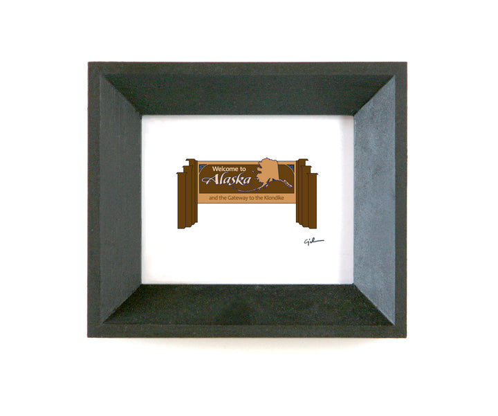 little fine art print of the welcome to alaska sign