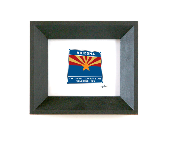 small print of the welcome to arizona highway sign by united goods