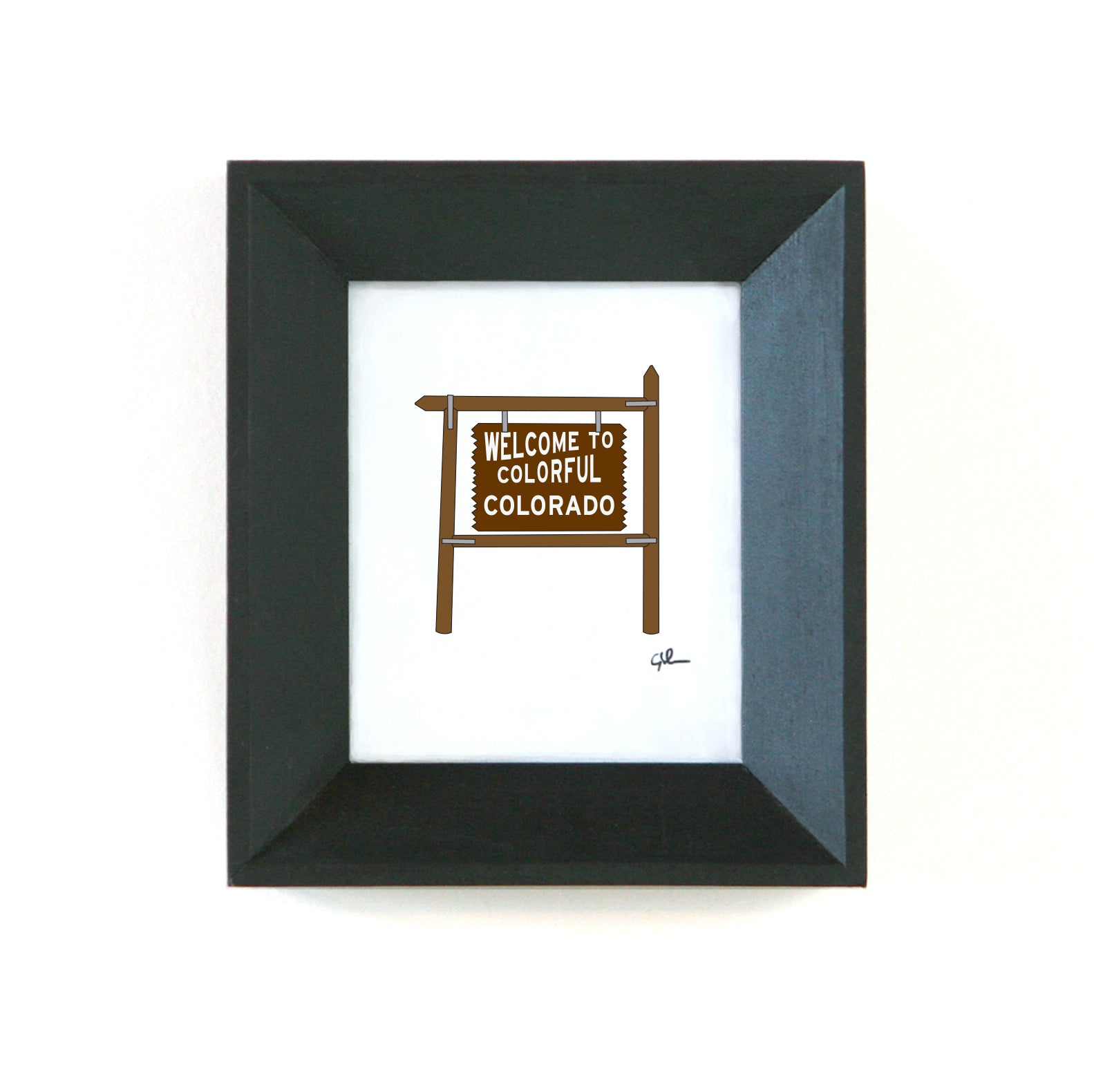 small drawing of the welcome to colorado sign by christy johnson