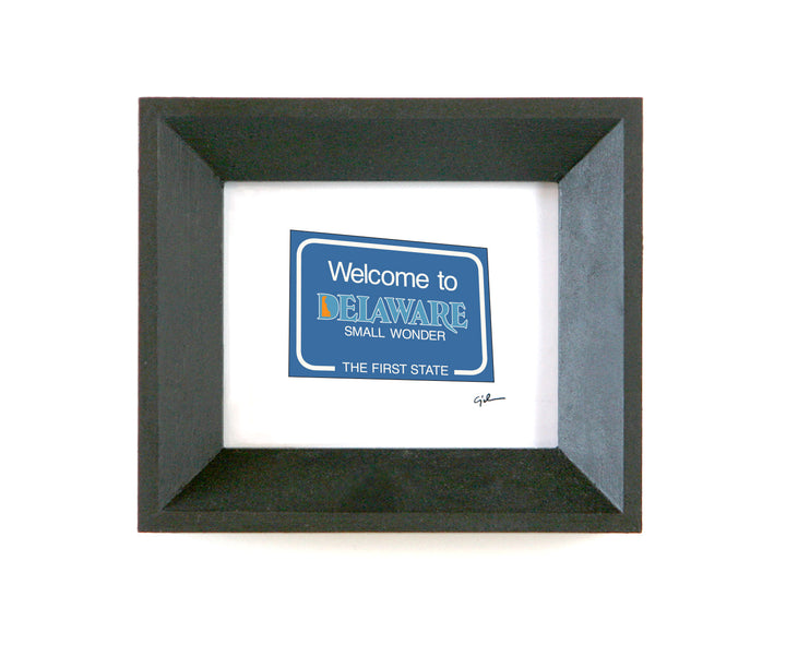 small print of the welcome to delaware sign by united goods