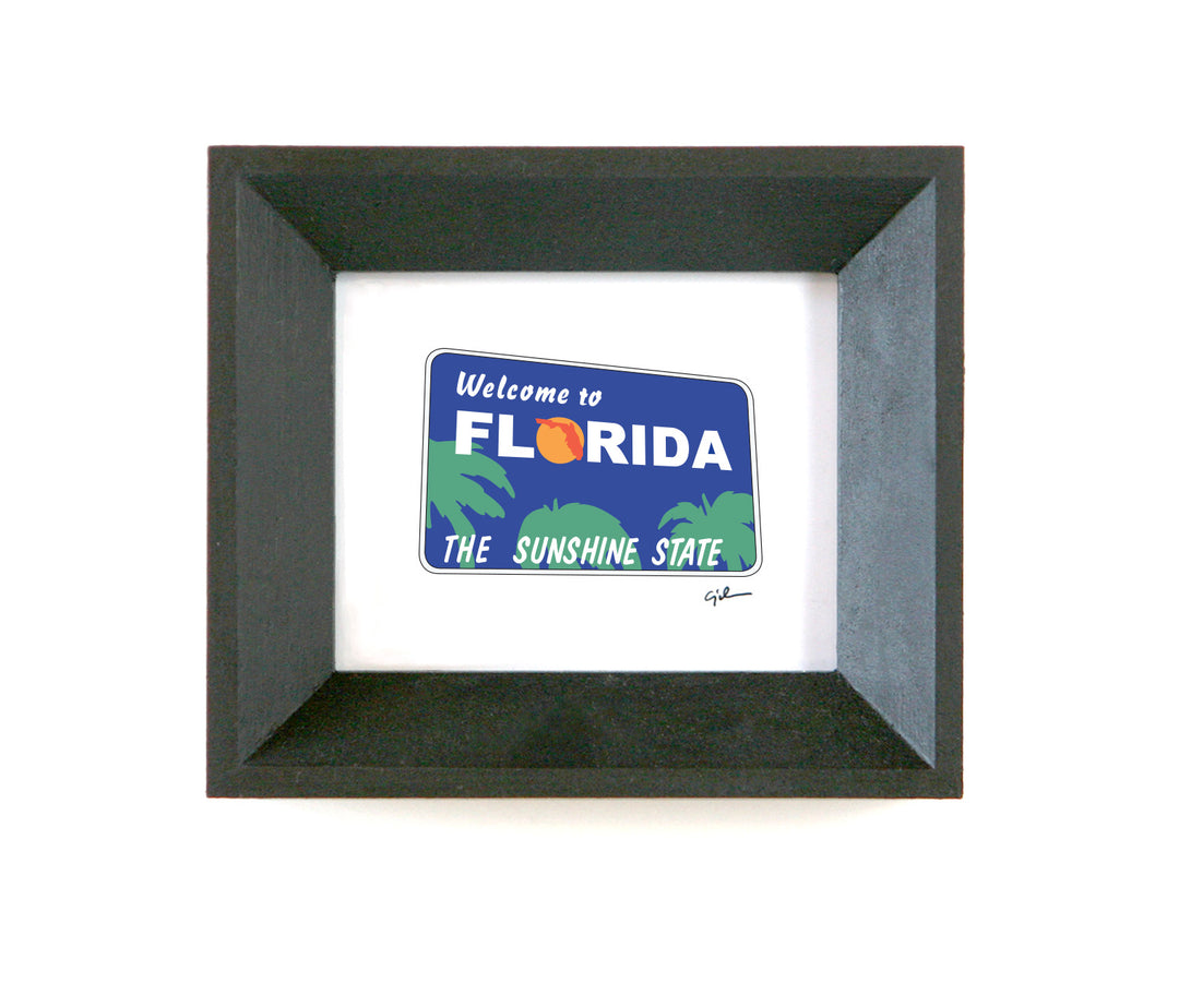tiny art print of the welcome to florida sign by united goods in minnesota