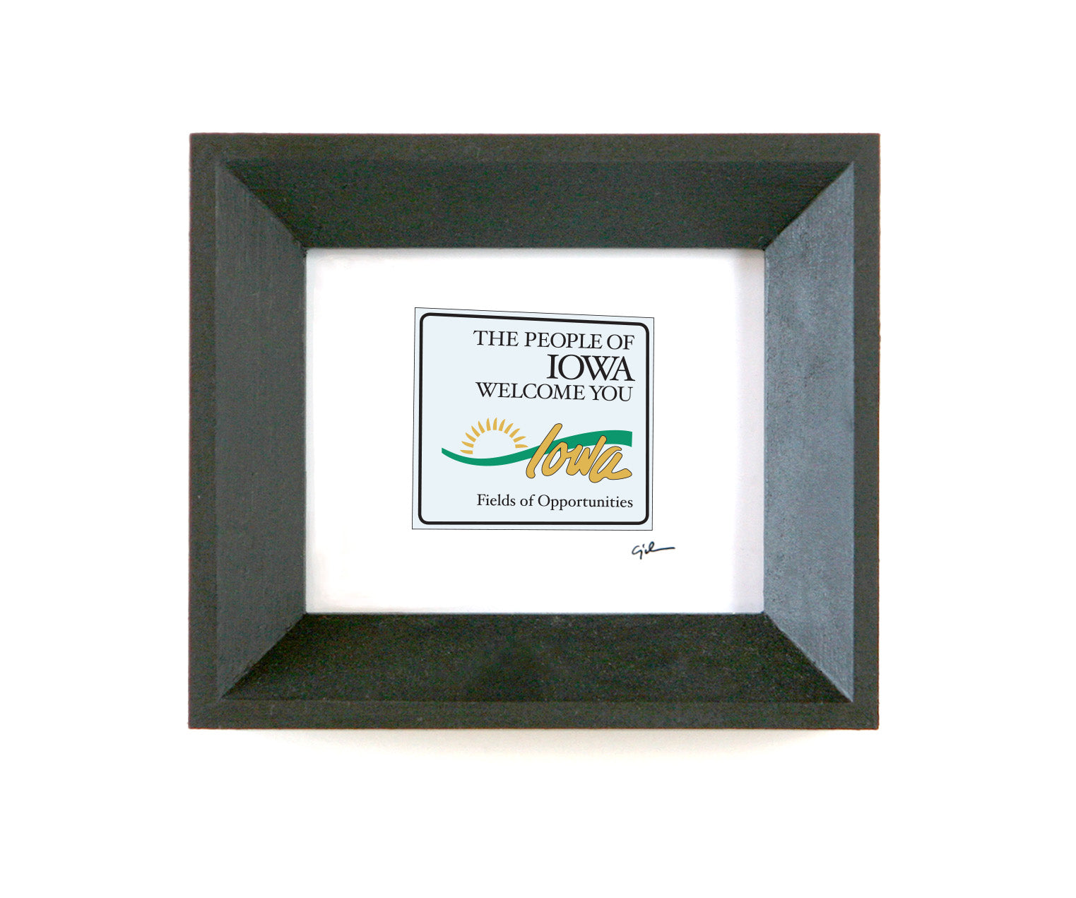 little art drawings of welcome to iowa sign by minnesota artist christy johnson