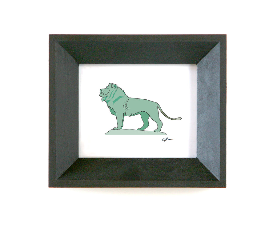 small illustration of the art institute of chicago lion statue