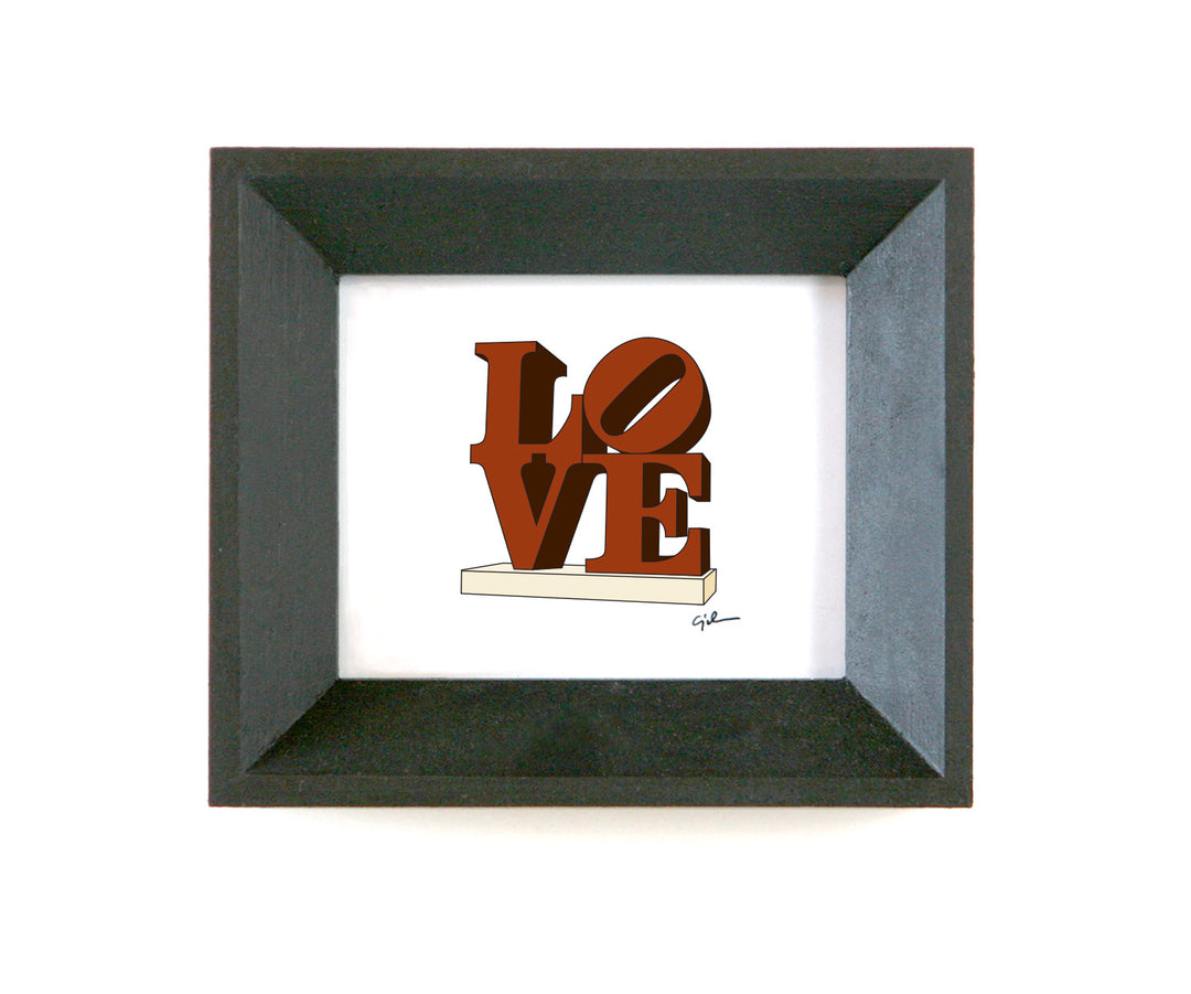 drawing of the love sculpture by robert indiana