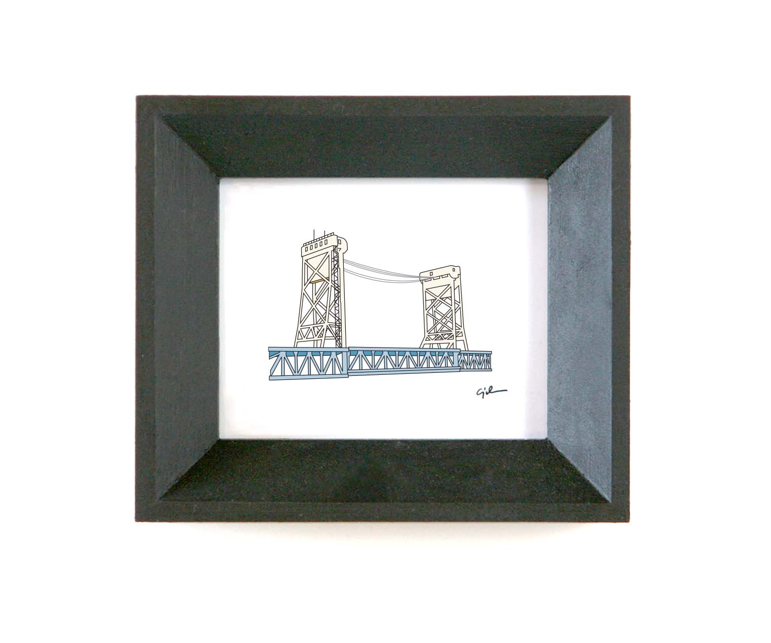 framed print of the houghton hancock bridge in michigan