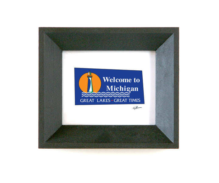 little drawing of the welcome to michigan sign by united goods