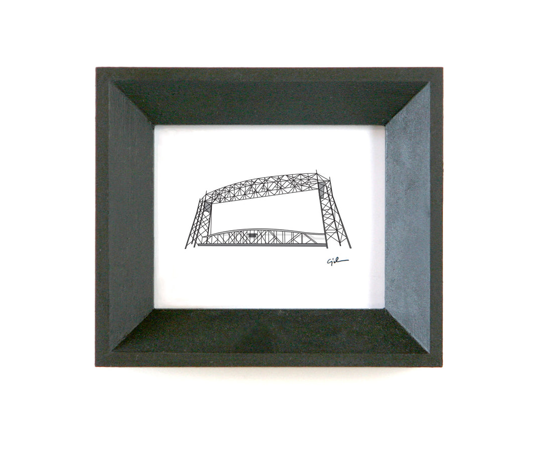 aerial lift bridge drawing by minnesota artist united goods