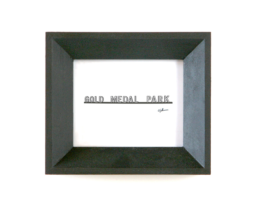 simple drawing of the gold medal park sign by united goods