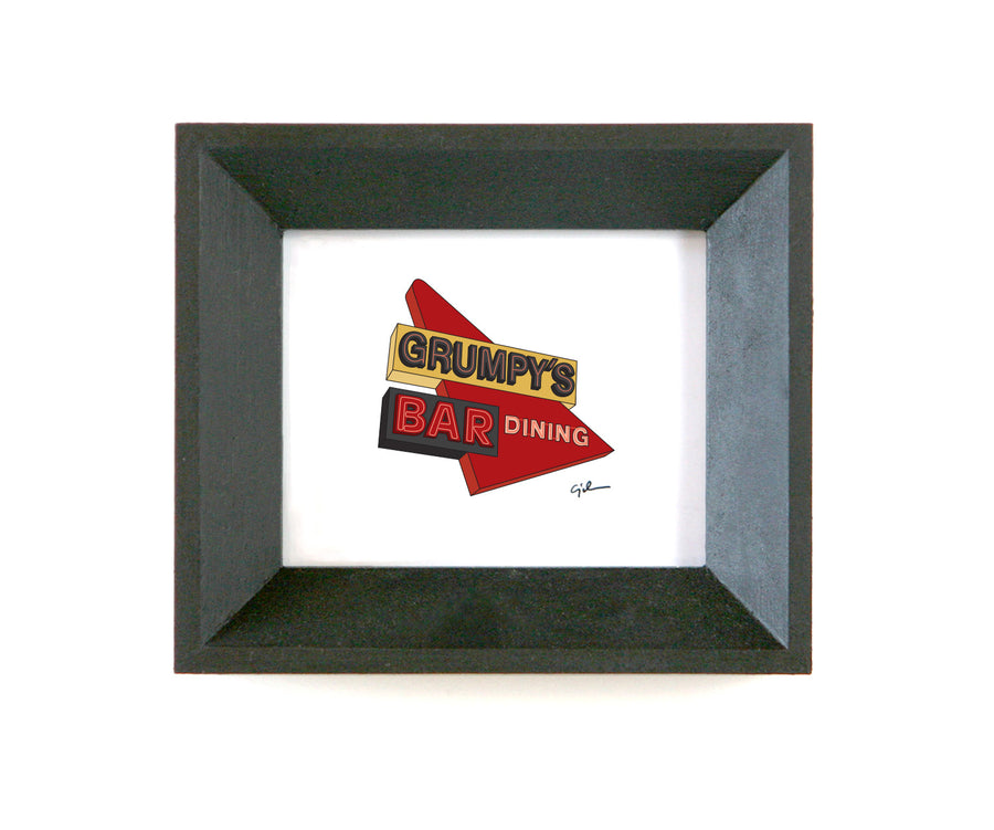 contemporary art of the grumpys bar sign by united goods