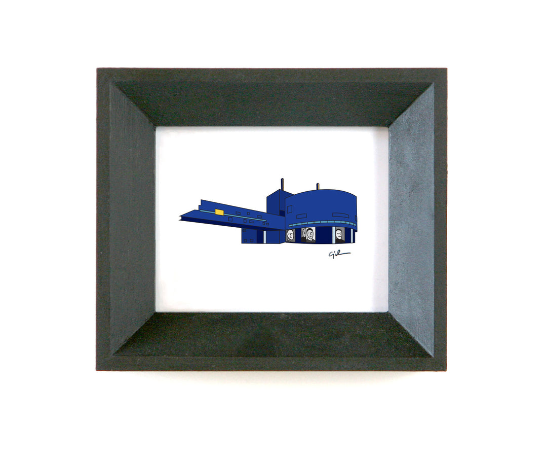 little print of the guthrie theater with cantilever in handmade frame