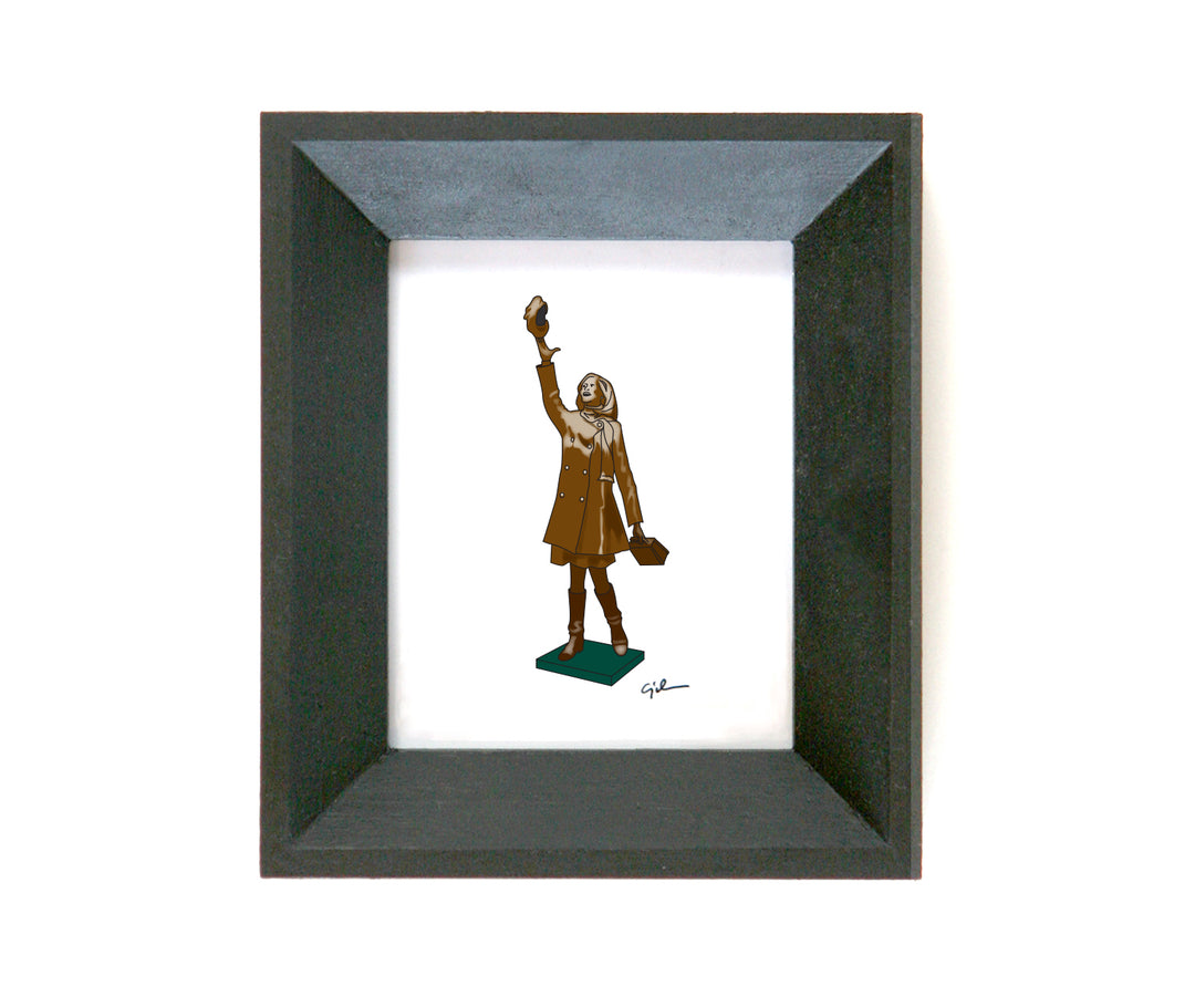 mini art print of the mary tyler moore statue