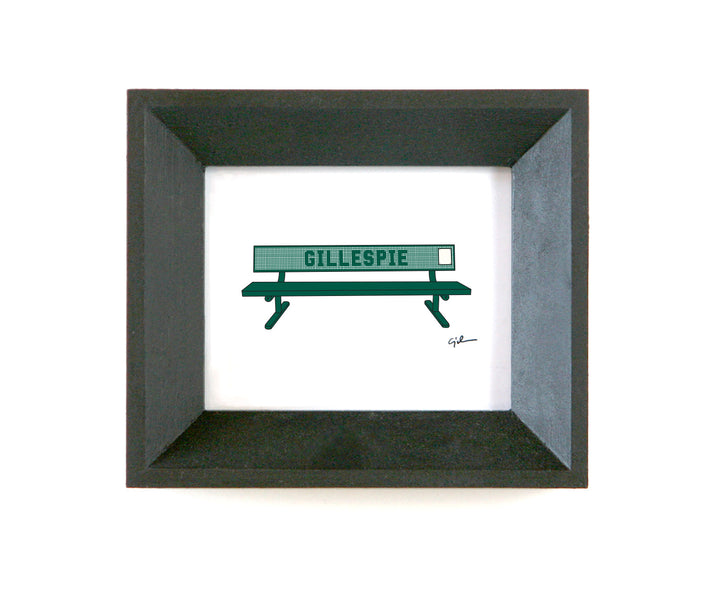 fine art print of a green minnesota state fair bench