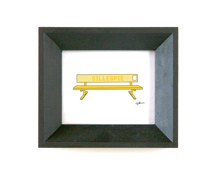small drawing of the yellow minnesota state fair bench