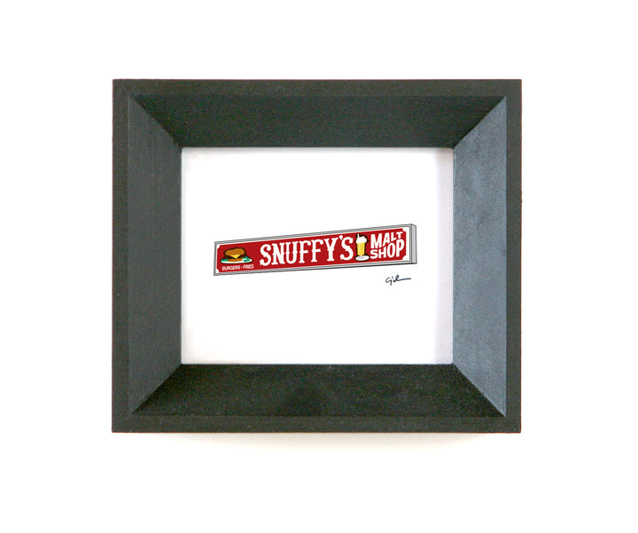 little drawing of the Snuffy's Malt Shop sign in St. Paul, Minnesota