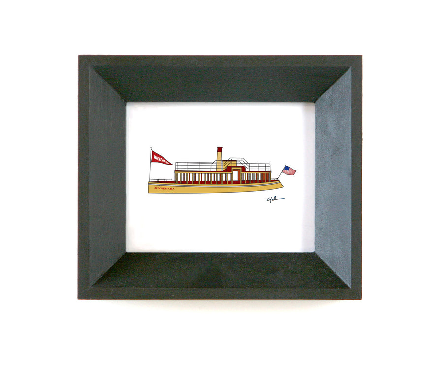 small art print of the steamboat minnehaha on lake minnetonka in minnesota