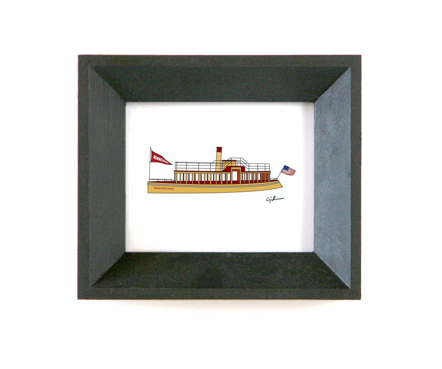 small art print of the steamboat minnehaha on lake minnetonka in minnesota