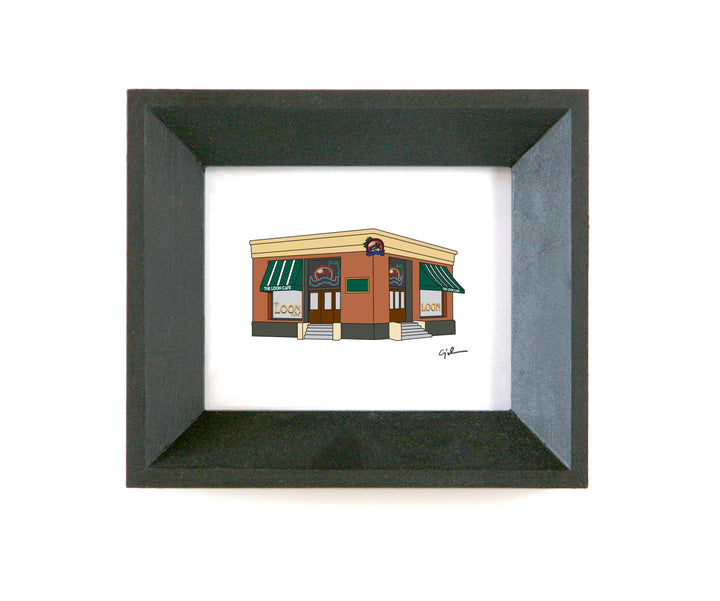 small handmade print of the loon cafe in downtown minneapolis minnesota by united goods