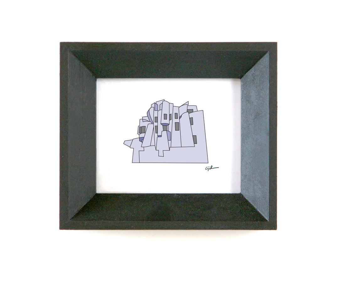 small drawing of the weisman art museum in minneapolis minnesota