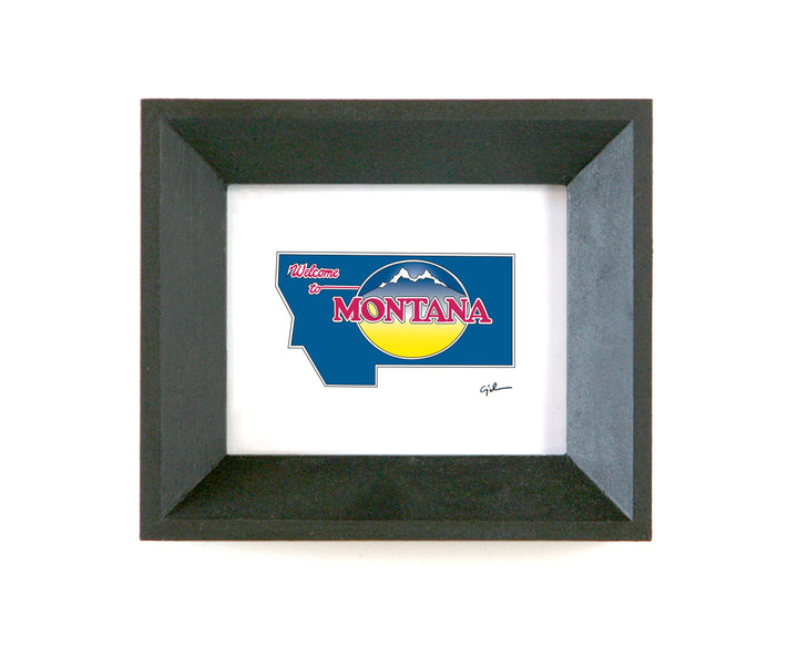mini art print of the welcome to montana sign by united goods