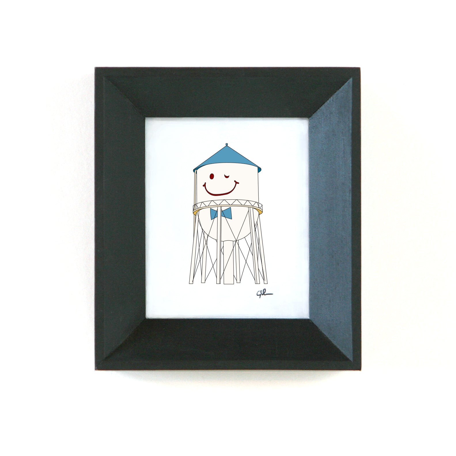 digital art print of the smiley water tower in grand forks north dakota