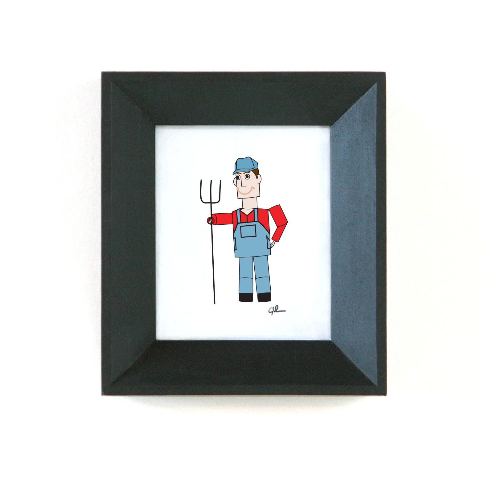 drawing of the farmer from the scrap metal tin family sculptures in north dakota