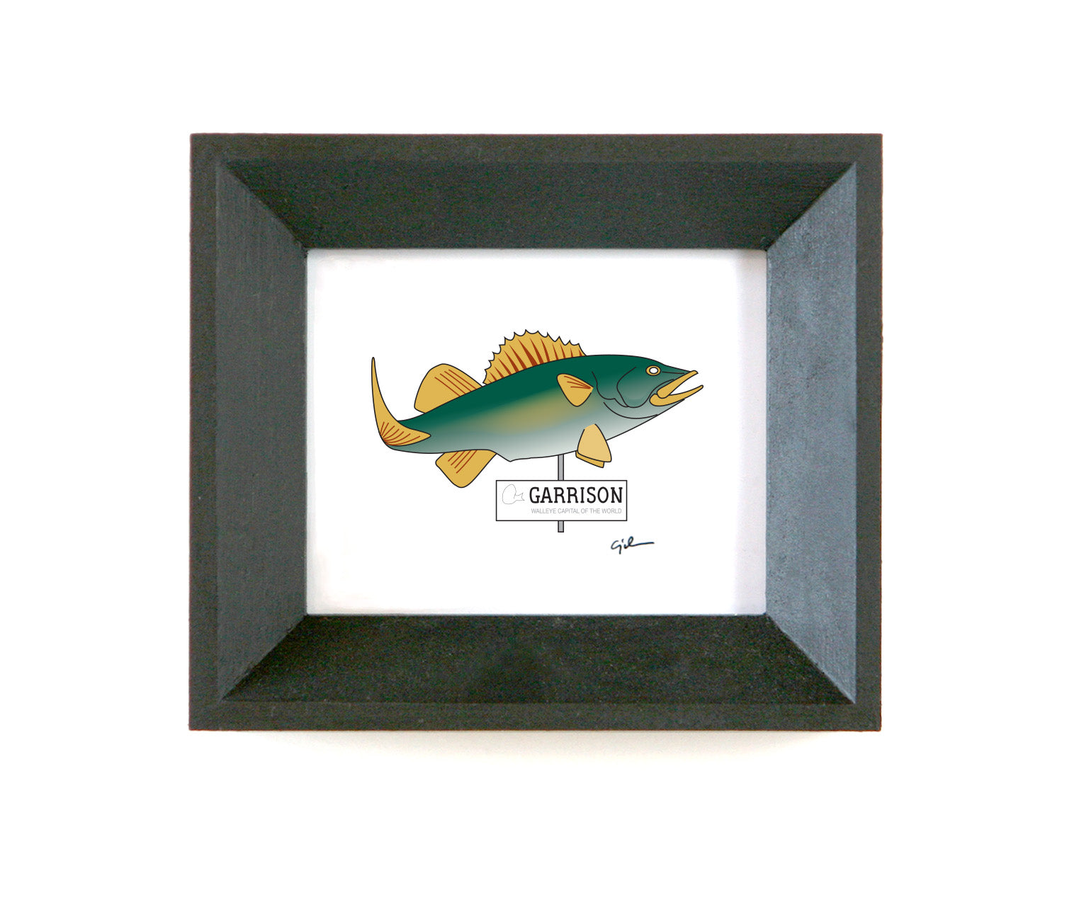 drawing of wally walleye sculpture in garrison north dakota