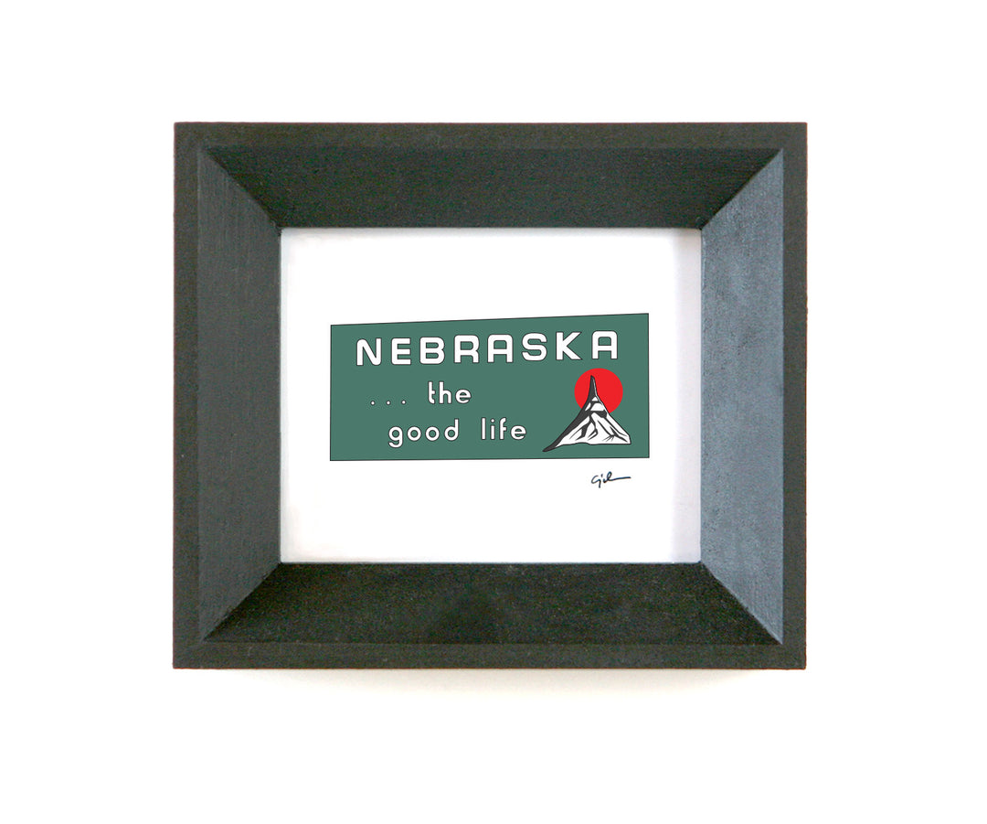 mini fine art print of the welcome to nebraska sign by united goods