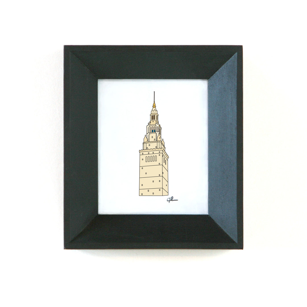 fine art print of terminal tower on public square in downtown cleveland ohio