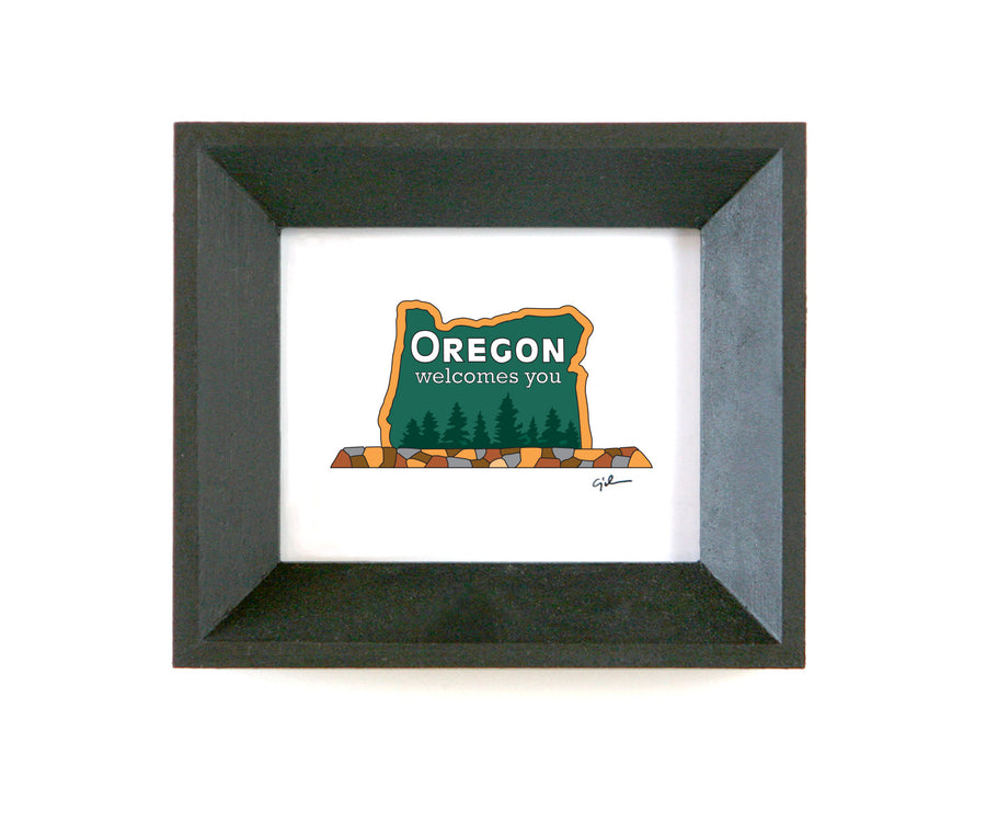 small art print of the welcome to oregon sign by united goods