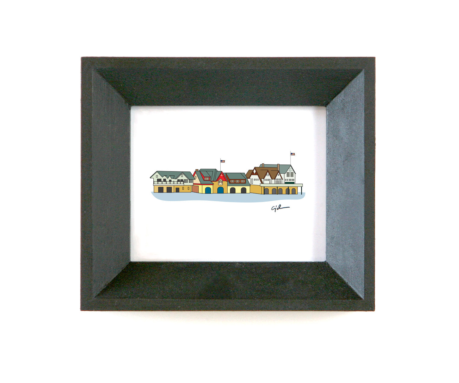 miniature drawing of boathouse row by united goods