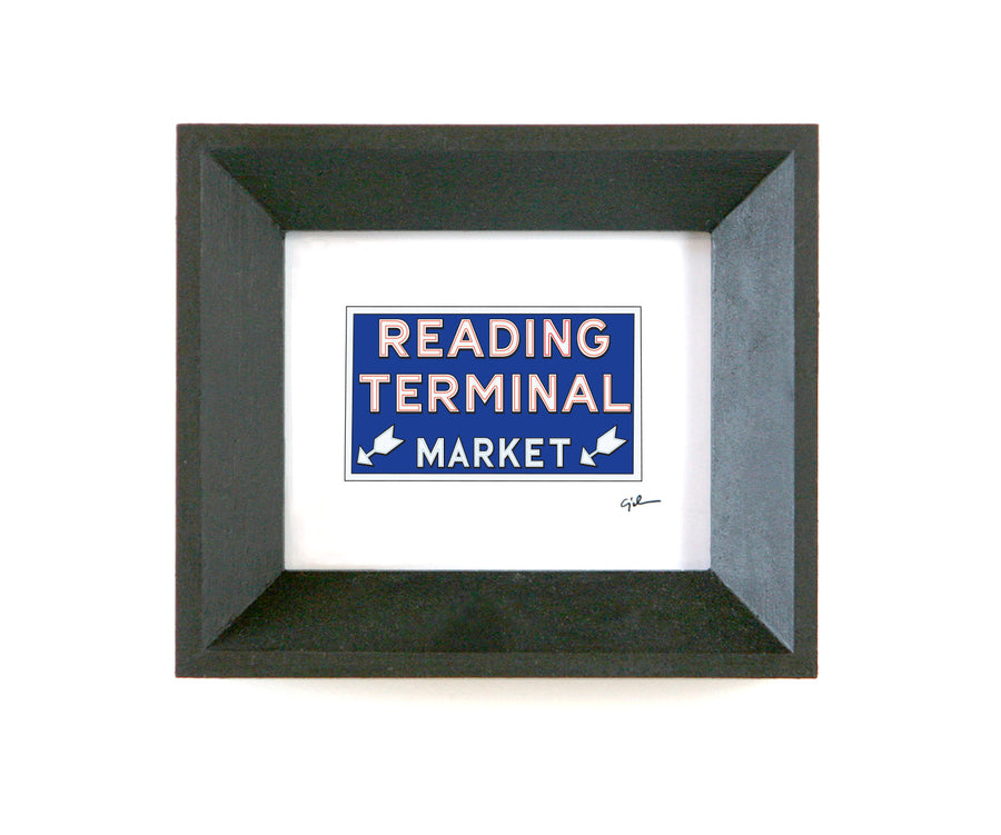 small print of the reading terminal market sign in philadelphia pennsylvania