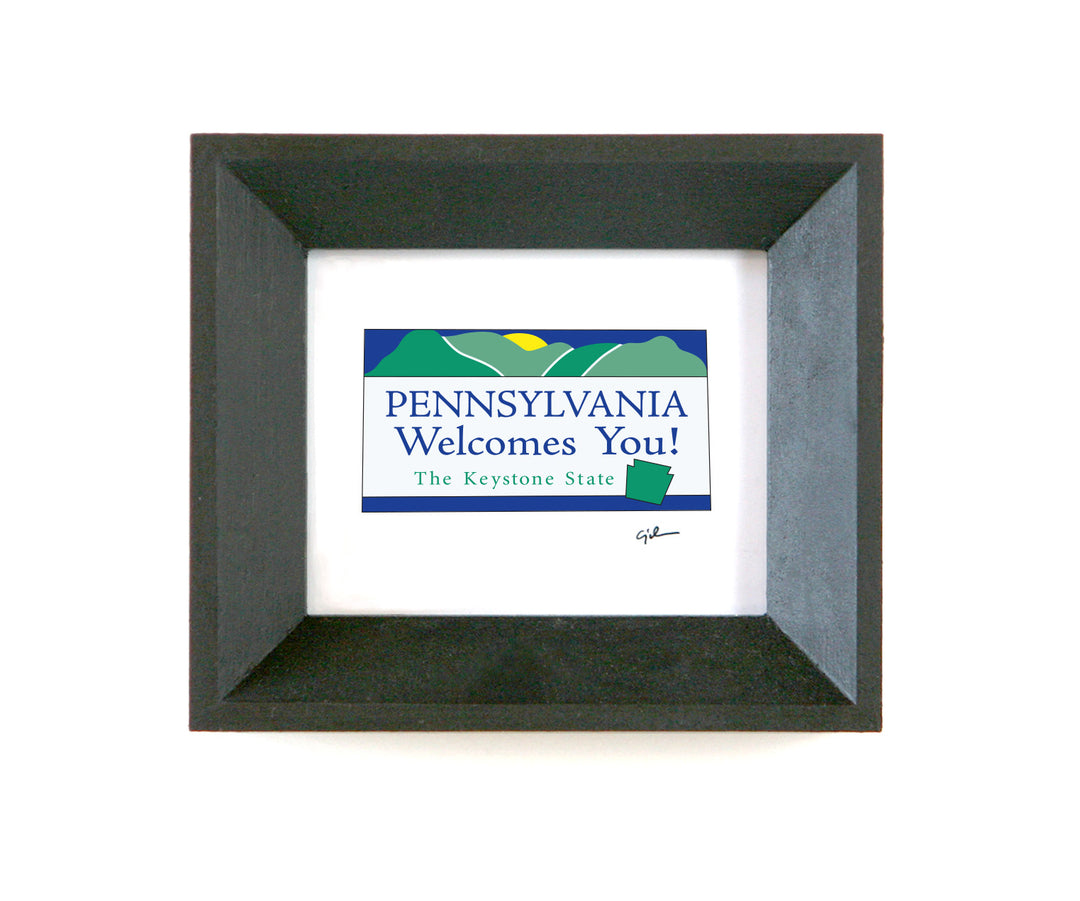 little art prints of the welcome to pennsylvania sign by united goods