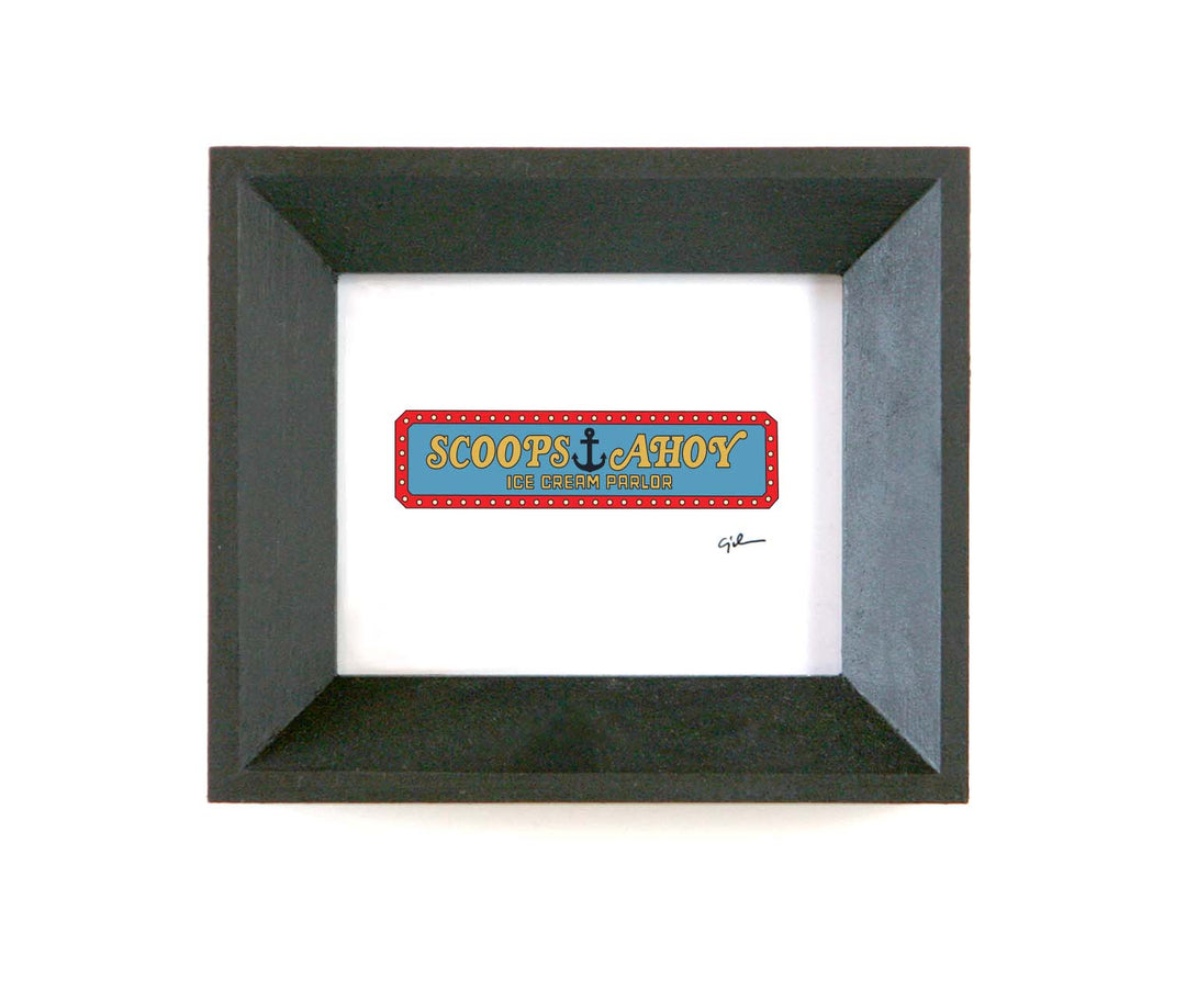 framed print of the scoops ahoy sign from stranger things